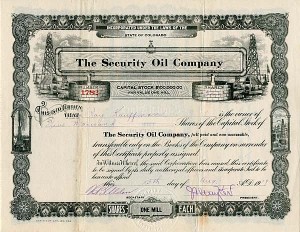 Security Oil Co. - Stock Certificate